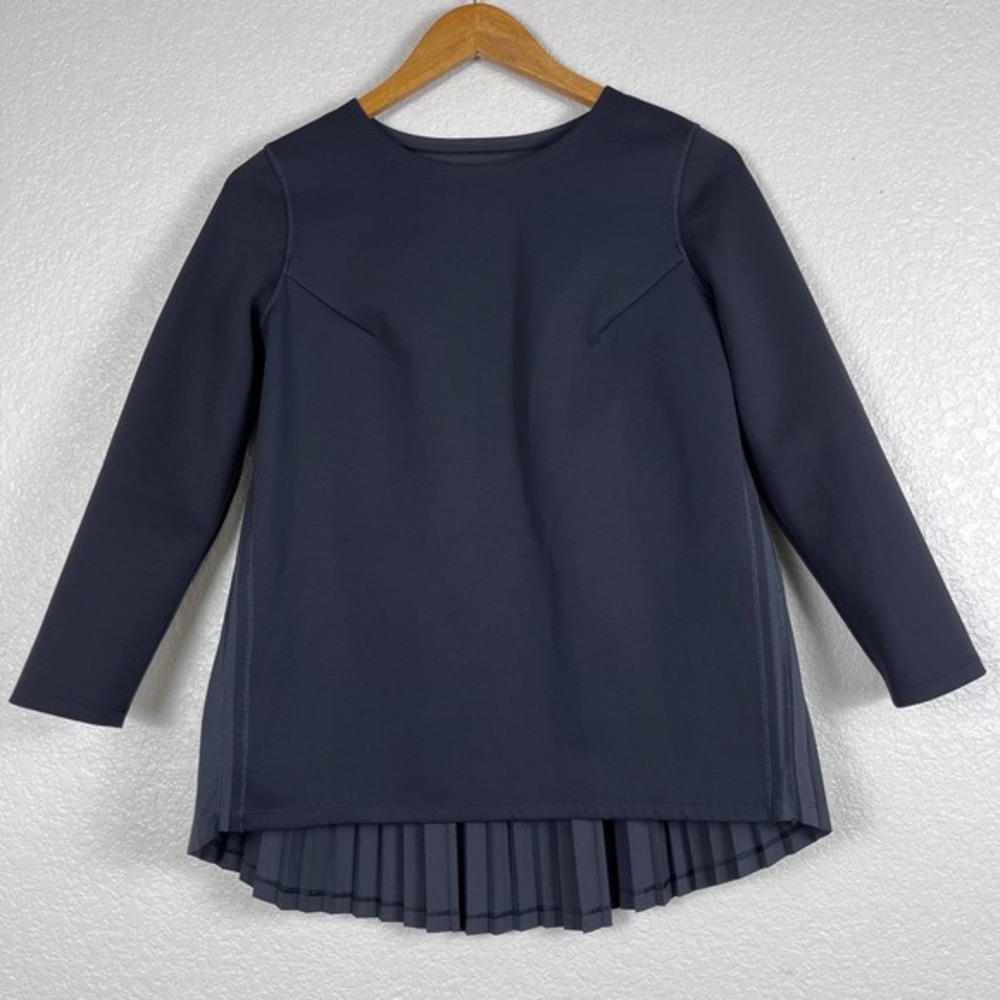 Lululemon Pleat On Top Womens 4‎ Black Neoprene Accordion Back 3/4 Sleeve